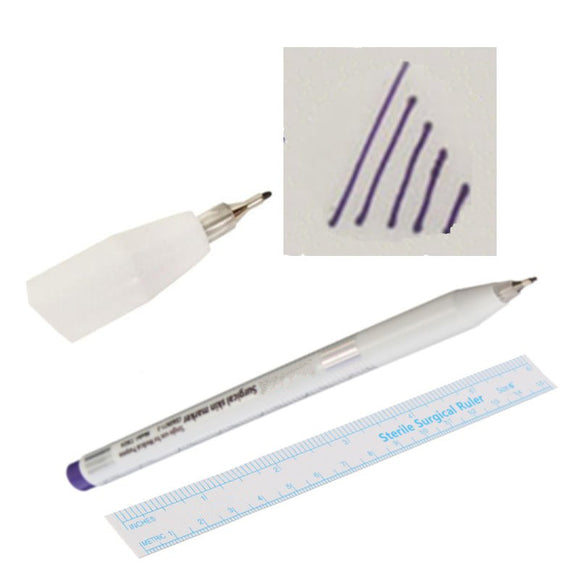 Disposable Waterproof Tattoo Pen Skin Lip Line Eyebrow Positioning Marker Pens Sterilized Permanent Makeup With Ruler