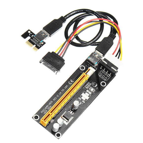 VER006 BTC ETH Pcie PCI-E 1x 16x Extender Riser Card Expansion Adapter USB 3.0 Mining Cable