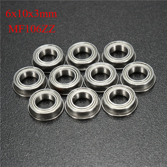 10pcs MF106ZZ 6x10x3mm Flange Ball Bearing