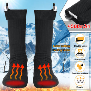 3.7V 4500MAH Double-Layer Electric Heated Heating Socks Heated Instep Toe  Socks Rechargable Battery Foot Warmer Boot Stockings