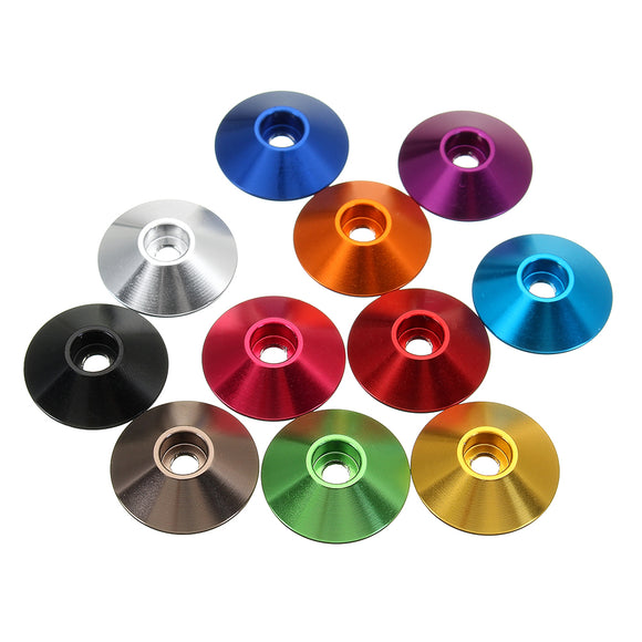 Suleve M3AN10 10Pcs M3 Cap Head Screw Cup Washer Extra Large Gasket Aluminum Alloy Multicolor