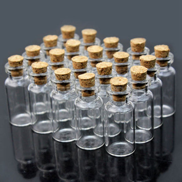 20Pcs 10x18mm Mini Clear Wishing Message Glass Bottles Vials With Cork