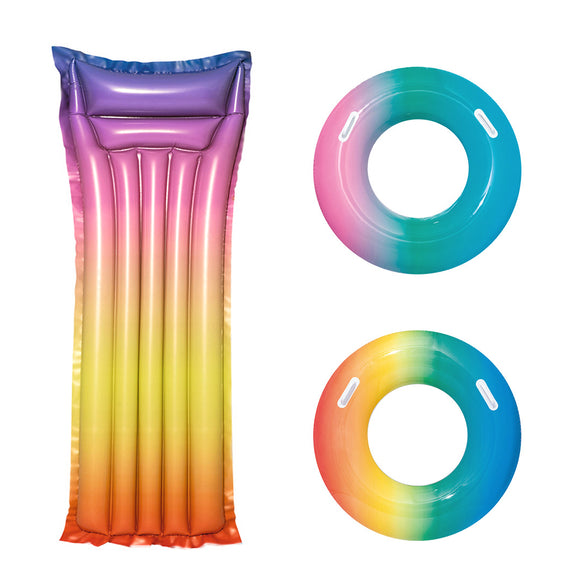Xiaomi Bestway Rainbow Colorful Inflatable Floating Swimming Ring Beach Water Pool Party Toys