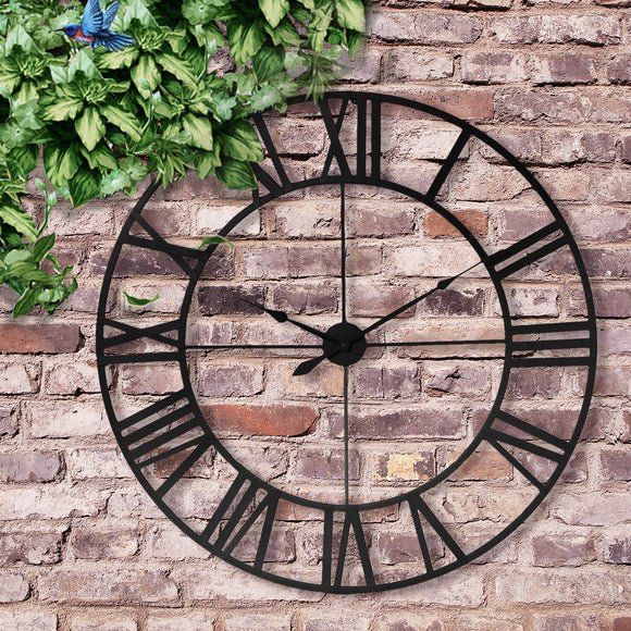 80cm Large Outdoor Garden Wall Clock Roman Numerals Giant Open Face Metal