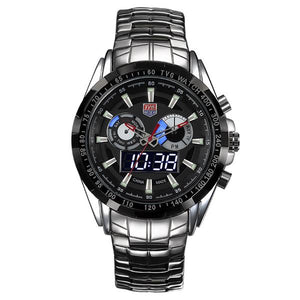 TVG 579 Fashion Men Digital Watch Dual Display Stainless Steel Strap Sport Watch