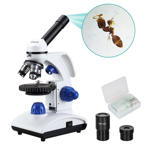 Professional Biological Microscope 40X-1000X with Coaxial coarse and Fine Adjustment Top/Bottom LED for Lab Slides Watching