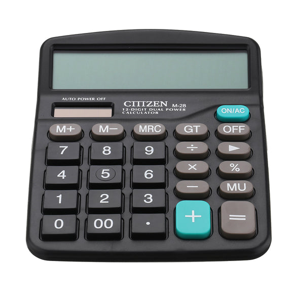 GTTTZEN M28 Solar Calculator 12 Dual Power Computer Black Calculator Gift Office Home Portable