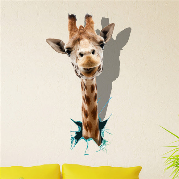 Giraffe 3D Wall Decals Animal PAG STICKER Removable Wall Hole Stickers Home Decor Gift