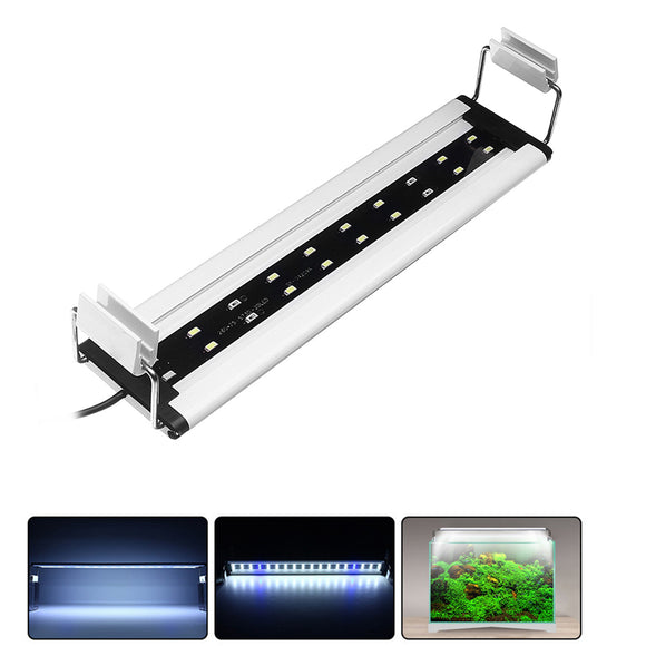 6W 20 LED Aquarium Fish Tank Light Panel Blue+White Lamp Adjustable Aluminum