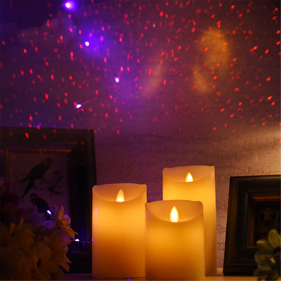 Battery Powered Warm White Flameless LED Candle Light Starry Sky Projector Lamp for Home Party Wedding Decor