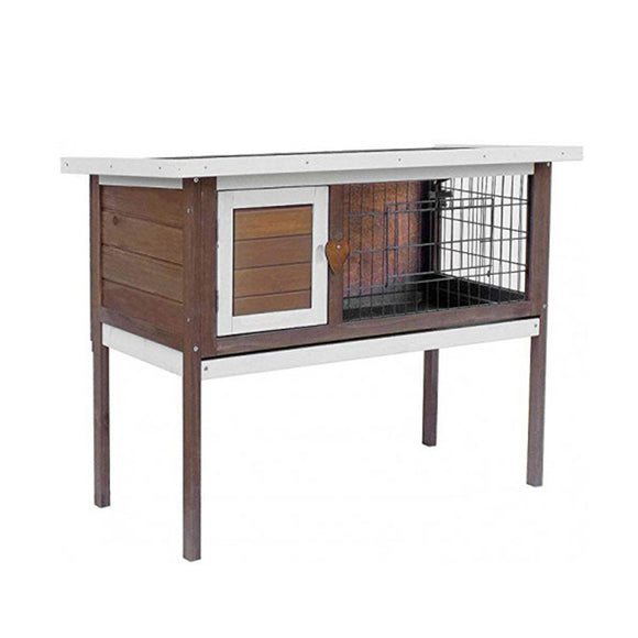 TOPMAX Pet Rabbit Bunny Wood House Hutch with ABS Tray Auburn Pet Bed