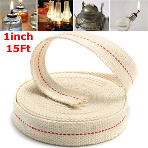 1 Inch Flat 15 Foot Cotton Wick For Oil Lamps and Lanterns 4.5M Length