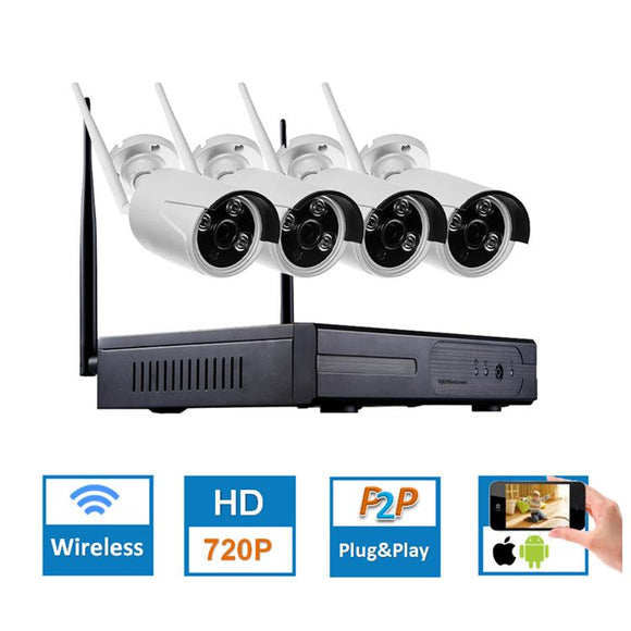 Hiseeu 4CH CCTV System Wireless 960P NVR WIFI IP Bullet Camera Home Security System Surveillance Kit EU Plug