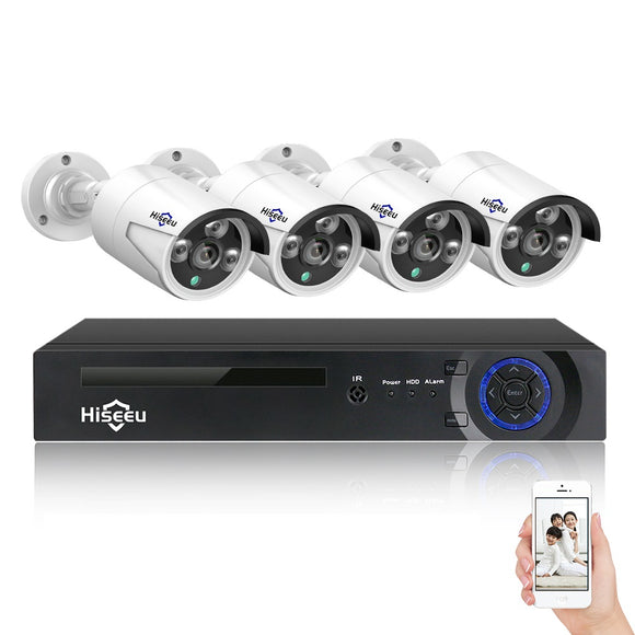 Hiseeu 4CH 4MP POE Security Camera System Kit H.265 IP Camera Outdoor Waterproof Home CCTV Video NVR