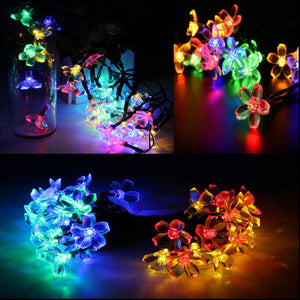 Solar Powered 5M 30LEDs Blossom Flower Outdoor Fairy String Light for Christmas Party Garden