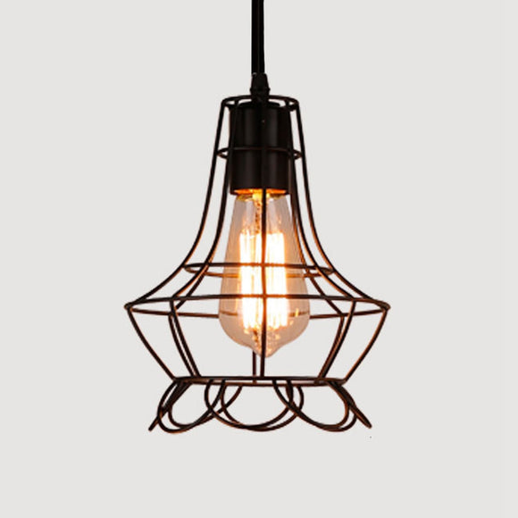 Nordic Style Retro E27 Metal Pendant Cage Light for Bar Coffee Shop Indoor Hanging Lamp Decor