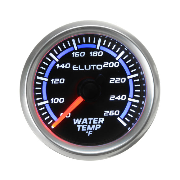 2 52mm 80-260F Water Temperature Gauge Blue LED Black Face Car Meter + Sensor