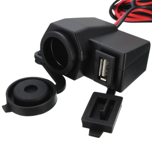 2.1A Waterproof Motorcycle USB Power Cigarette Lighter Socket For Phone GPS MP3