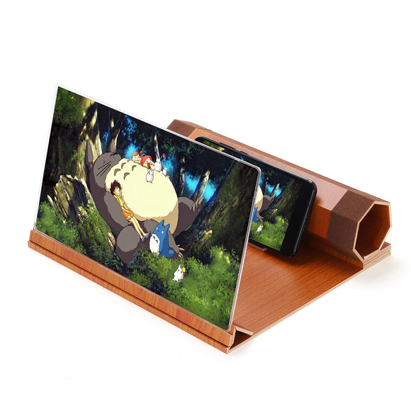 12 Wood Rotatable 3D HD Phone Screen Magnifier Movie Video Amplifier For Smart Phone Samsung iPhone Huawei Xiaomi
