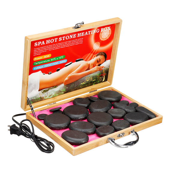 Professional Portable Massage Stone Heater Kit with 22Pcs Therapy Hot Rocks Massage Stones Electric Massager Stone