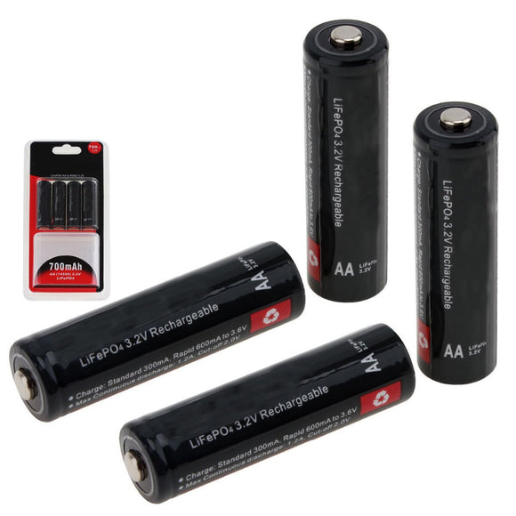 4Pcs Soshine 3.2v 700mah AA LiFePO4 Battery Protected High Discharge Rechargeable Battery + Box