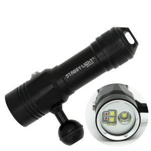 StarryLight WP0C 3 x LEDs & 2 x COBs L2 & XPEBRD-R2 900Lumens Indicator Diving Flashlight + Brack