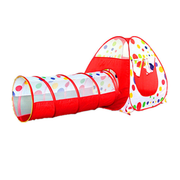 2 In 1 Play Tent 90cm Tunnel 120cm Kids Toddlers Pop Up Cubby Play House Indoor Outdoor Toy