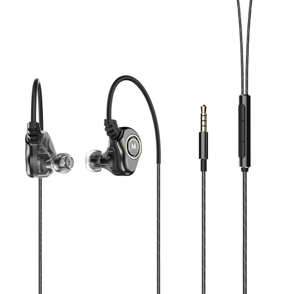 Bakeey 3.5mm Type C Plug Double Moving Coil Two Speaker In Ear Earphone Waterproof Sports Hi-Fi Headphone