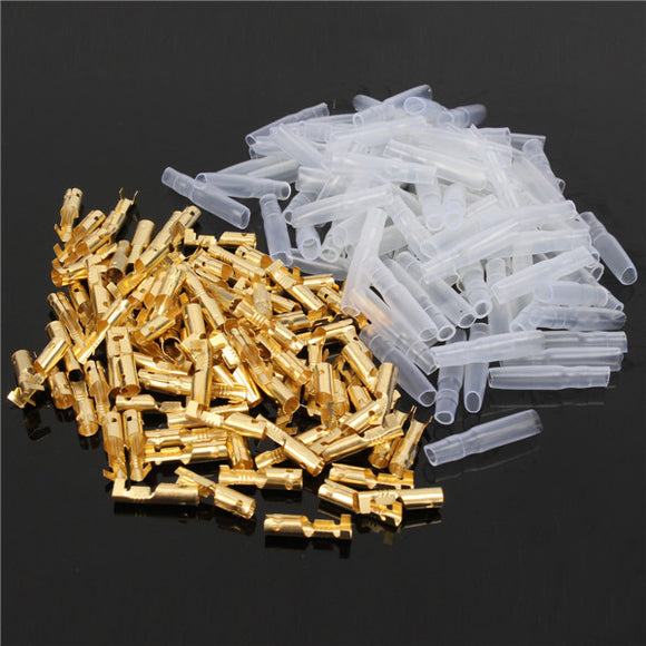100pcs Female 3.5mm Brass Connector Terminal With Insulation Cover