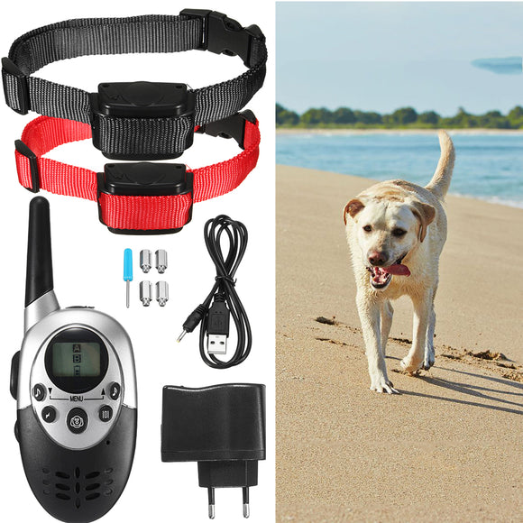 1000 Yard Rechargeable Waterproof LCD Shock Vibration Remote 2 Training Collar