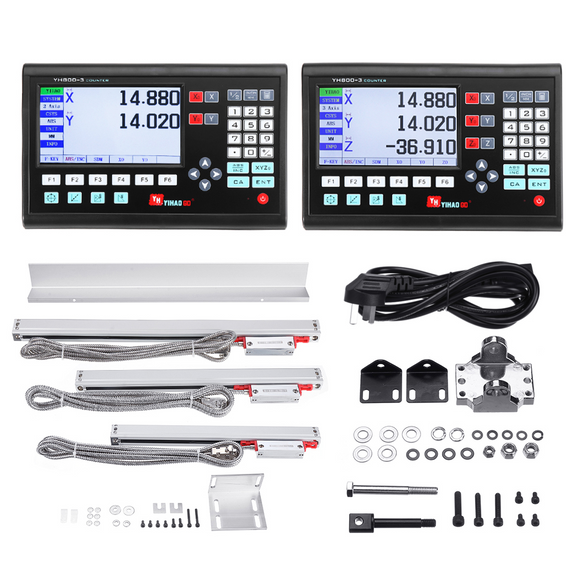 YIHAOGD YH LCD 2/3 Axis Grating CNC Milling Digital Readout Display DRO / KA300 5mm TTL 70-970mm Electronic Linear Scale Encoders Lathe Tool