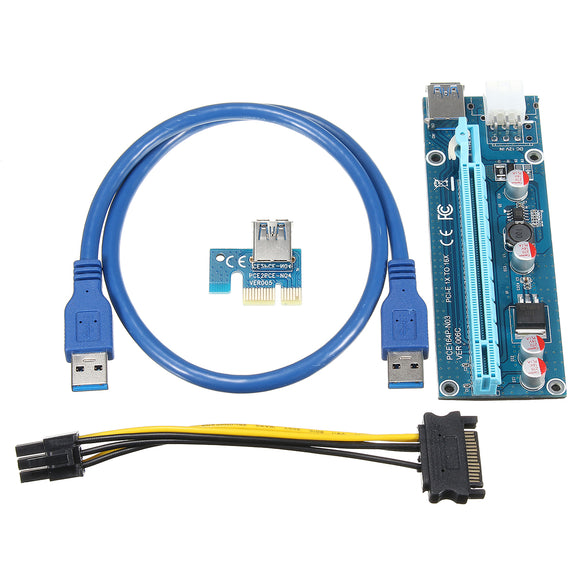 0.6m USB3.0 PCI-E Express 1x to16x Extender Riser Board Card Adapter SATA Cable Mining