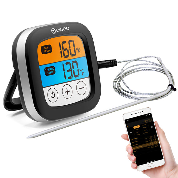 [ 2019 Third Digoo Carnival ] Digoo DG-FT2103 LED Touch Screen Digital bluetooth Cooking BBQ Thermometer with Temperature Probe