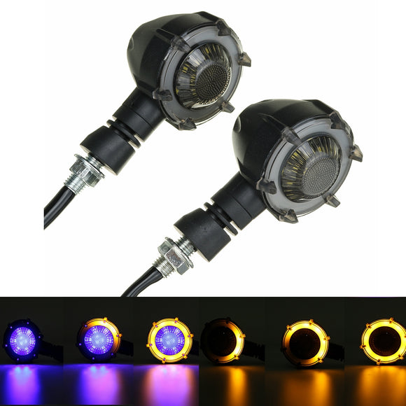 2Pcs Water Flowing Motorcycle LED Turn Signal Blinker Light Flasher Lamp Accessories