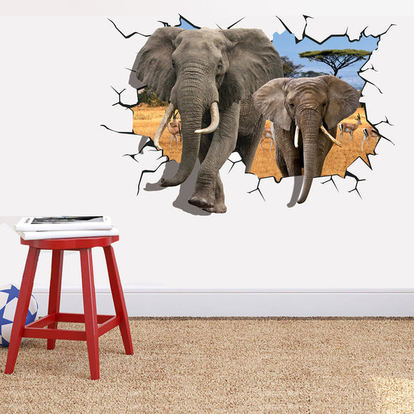 Miico 3D Creative PVC Wall Stickers Home Decor Mural Art Removable Elephant Decor Sticker