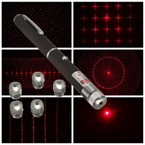 6 in 1 1mw Powerful Visible Beam Red Laser Pointer Pen With 5 Pattern Caps