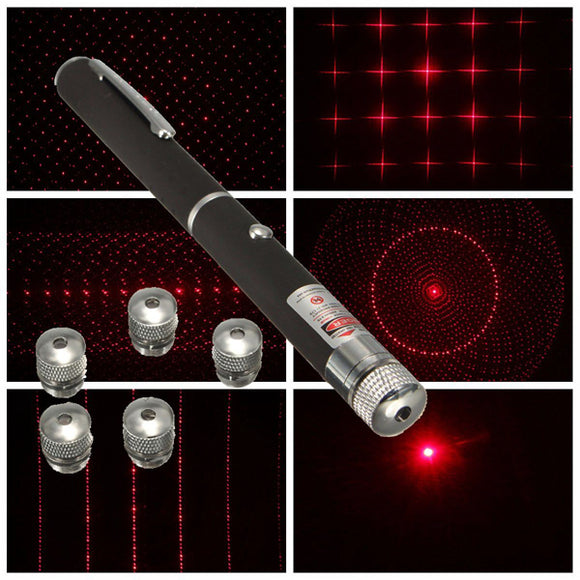 6 in 1 1mw Powerful Visible Beam Red Laser Pointer Pen With 5 Pattern Caps