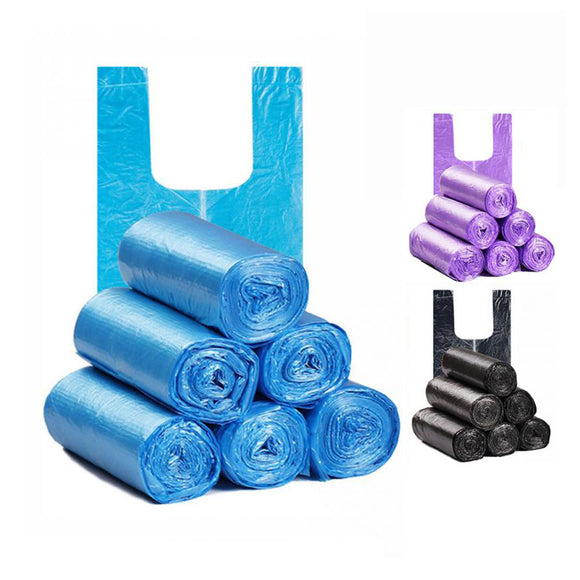 10 Rolls Points Off Trash Bag Garbage Bags Portable Vest Type Strong Bags for Kitchen Bathroom Office