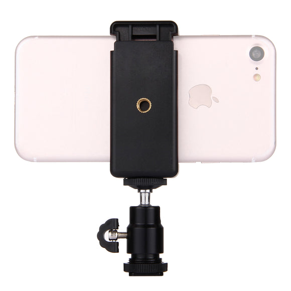 PULUZ PU214 Hot Shoe Tripod Head with Tripod Stand Clamp for iPhone Samsung Huawei Smartphones