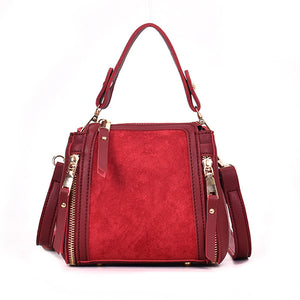 Women Vintage Bucket Bag Solid Multi-function Crossbody Bag Handbag Shoulder Bag