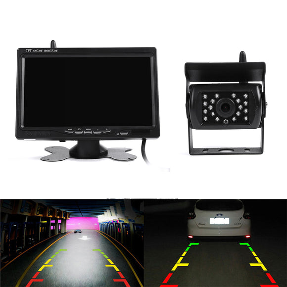 7 Inch TFT LCD Car Rear View Monitor With PAL NTSC 120 Wide View Angle Night Vision LED Backup Camera Remote Controller Kit