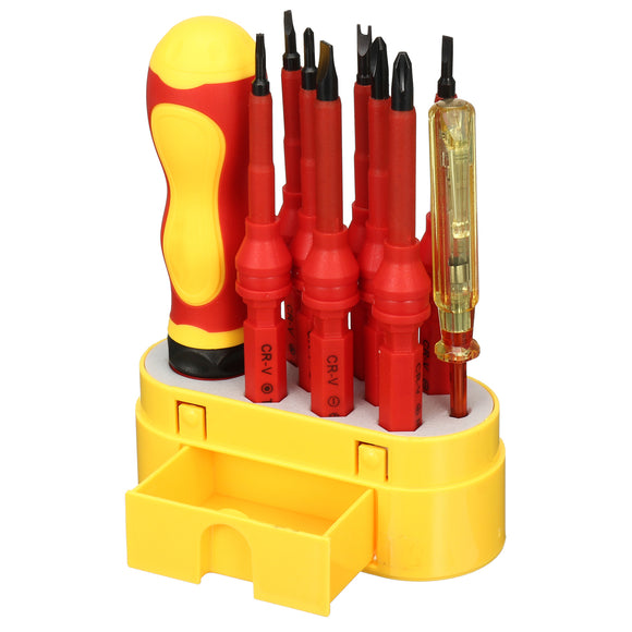 10pcs 500V Electronic Insulated Hand Screwdriver Set Kit Repair Tools