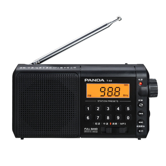 Panda T-02 Radio FM AM SW Full Band Radio Mini Portable Retro Semiconductor Radio TF Card MP3 Speaker