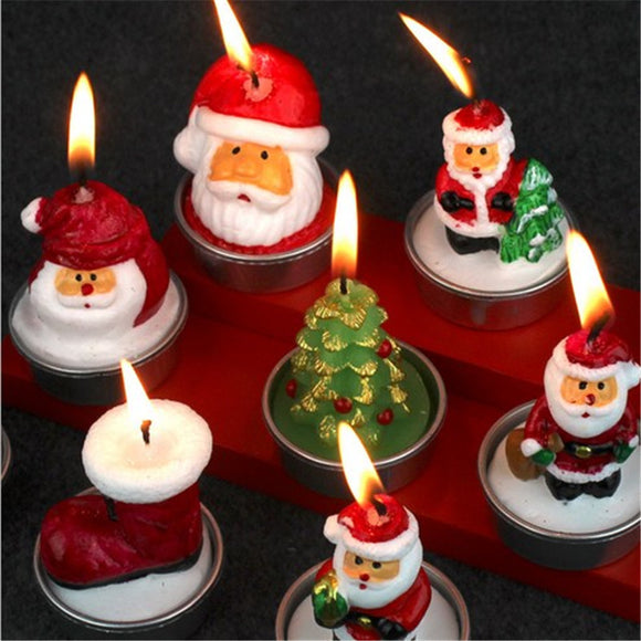 Christmas 2017 3pcs Candle Santa Claus Snowman Pine Nuts Candle Party Gifts Decoration Candles Lamp