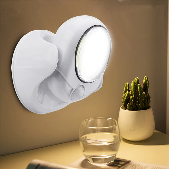 3W Wireless Round COB LED PIR Sensor Night Light Battery Powered Wall Lamp Stair Cabinet Home