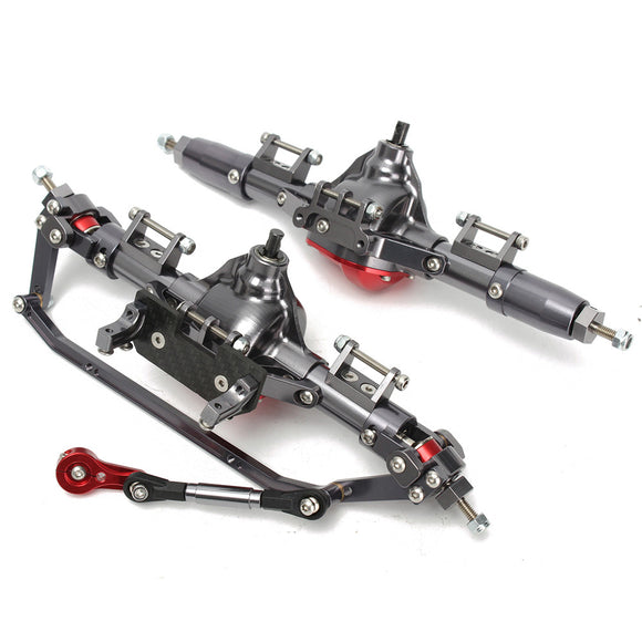 2PCS CNC Aluminum Front + Rear Rock Bridge Axle for AXIAL Honcho Jeep SCX10 1/10 Rc Car Parts