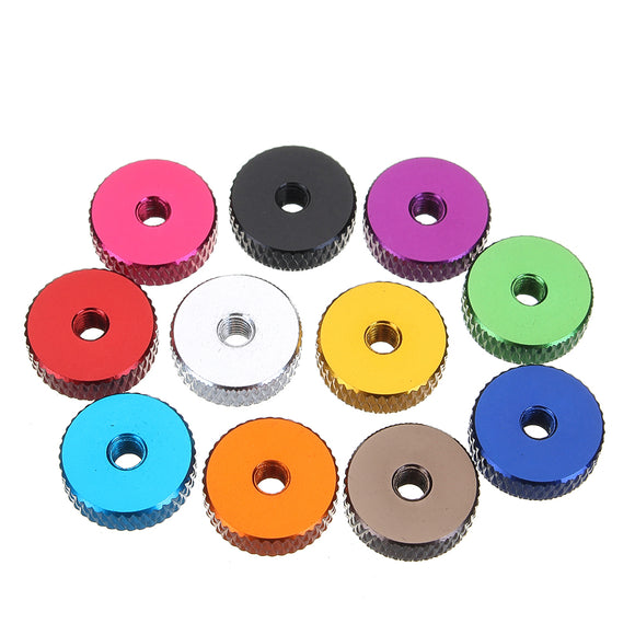 Suleve M3AN11 10Pcs M3 Manual Knurled Thumb Screw Nut Spacer Flat Washer Aluminum Alloy Multicolor