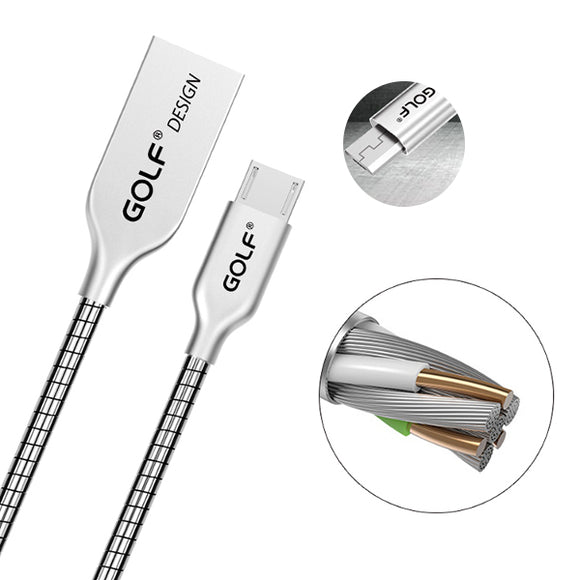GOLF Zinc Alloy 2.4A Micro USB 1m/3.3ft Hose-shaped Cable For Samsung Xiaomi Huawei