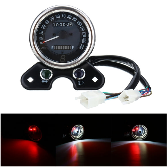 Motorcycle Odometer Speedometer LCD Digital Gauge W/ Light USB Charger Interface