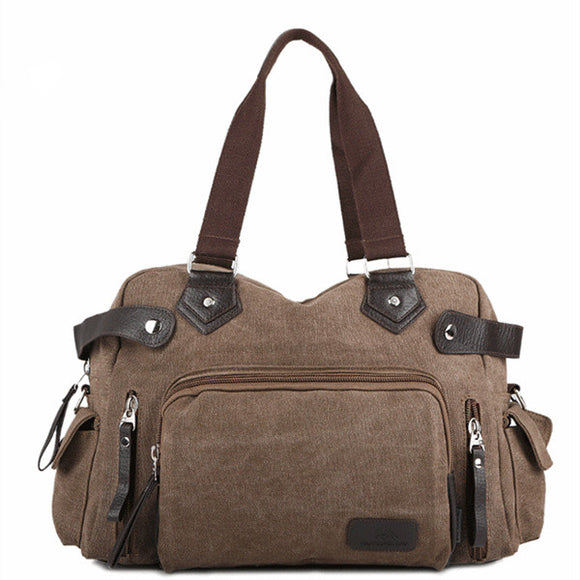 Women Men Canvas Bag Vintage Multi Pocket Shoulder Messenger Bag